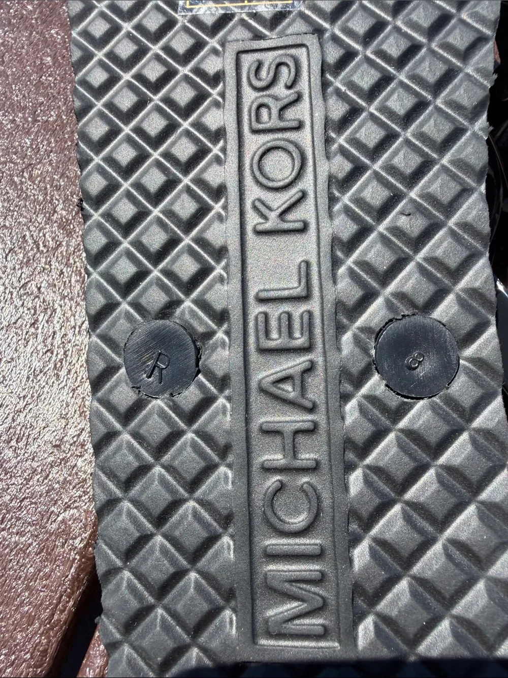 Michael Kors Black and Gray Logo Jelly Flip Flops